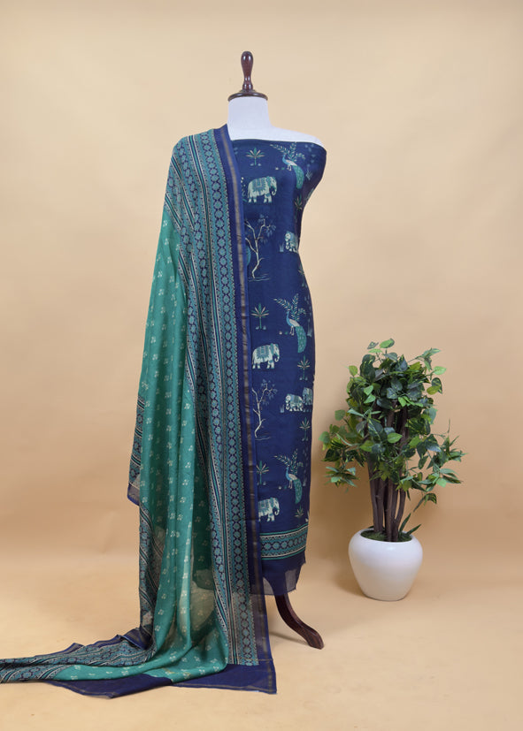 Pure maheshwari silk suit fabric