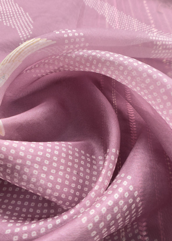 Handloom Organza Suit With Bandhani Print And Parsi Embroidery