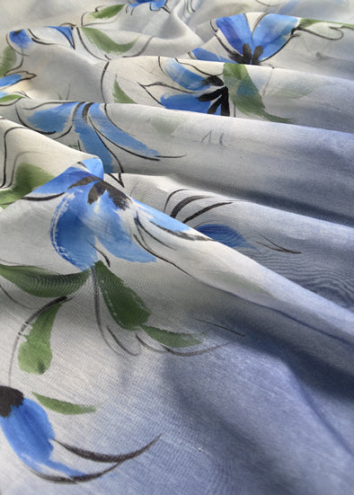 Hand-Printed Maheshwari Suit With Cut Work