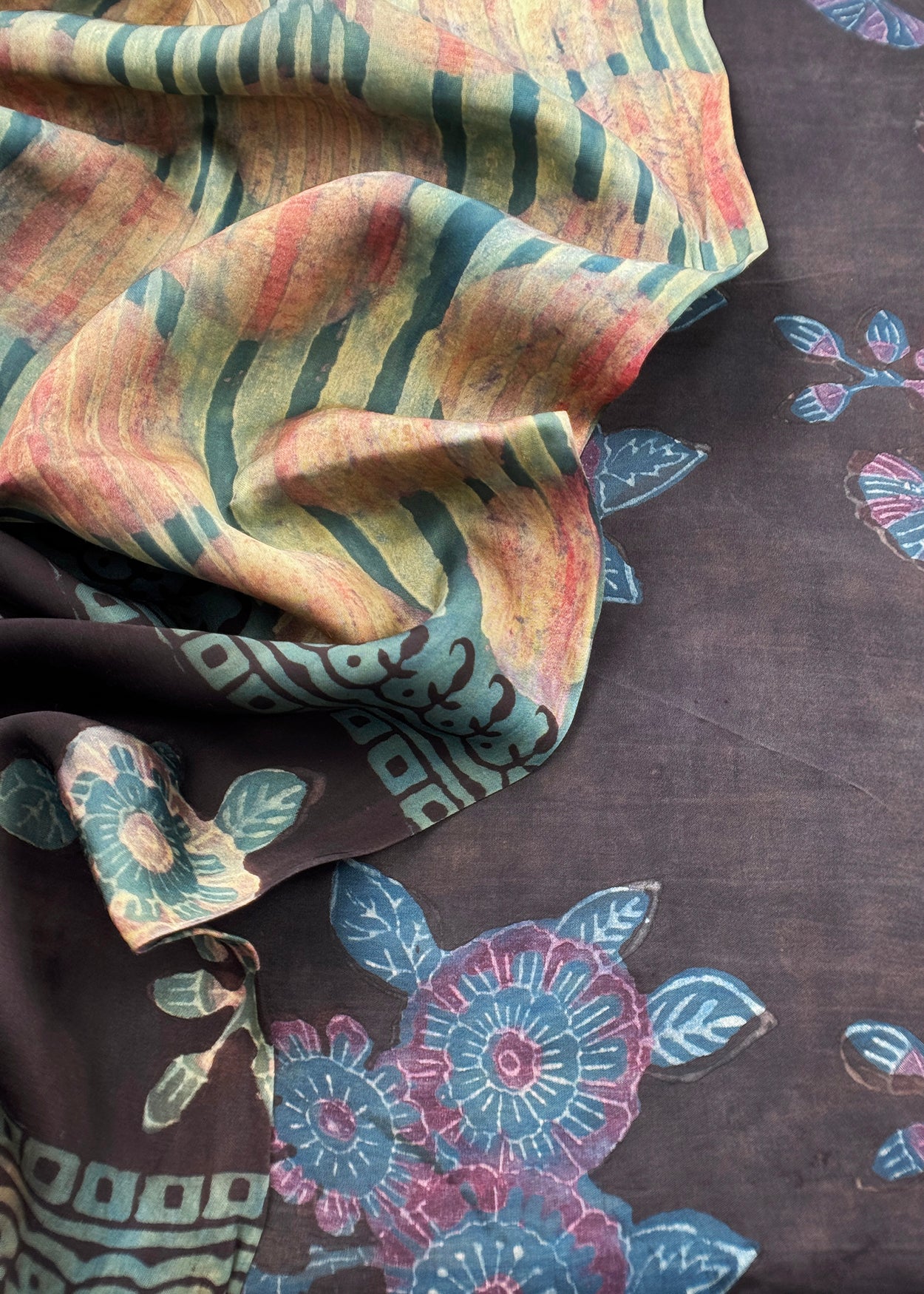 Navy Blue Nashpal Ajrakh Suits in Purest Modal by Tussar Fabric