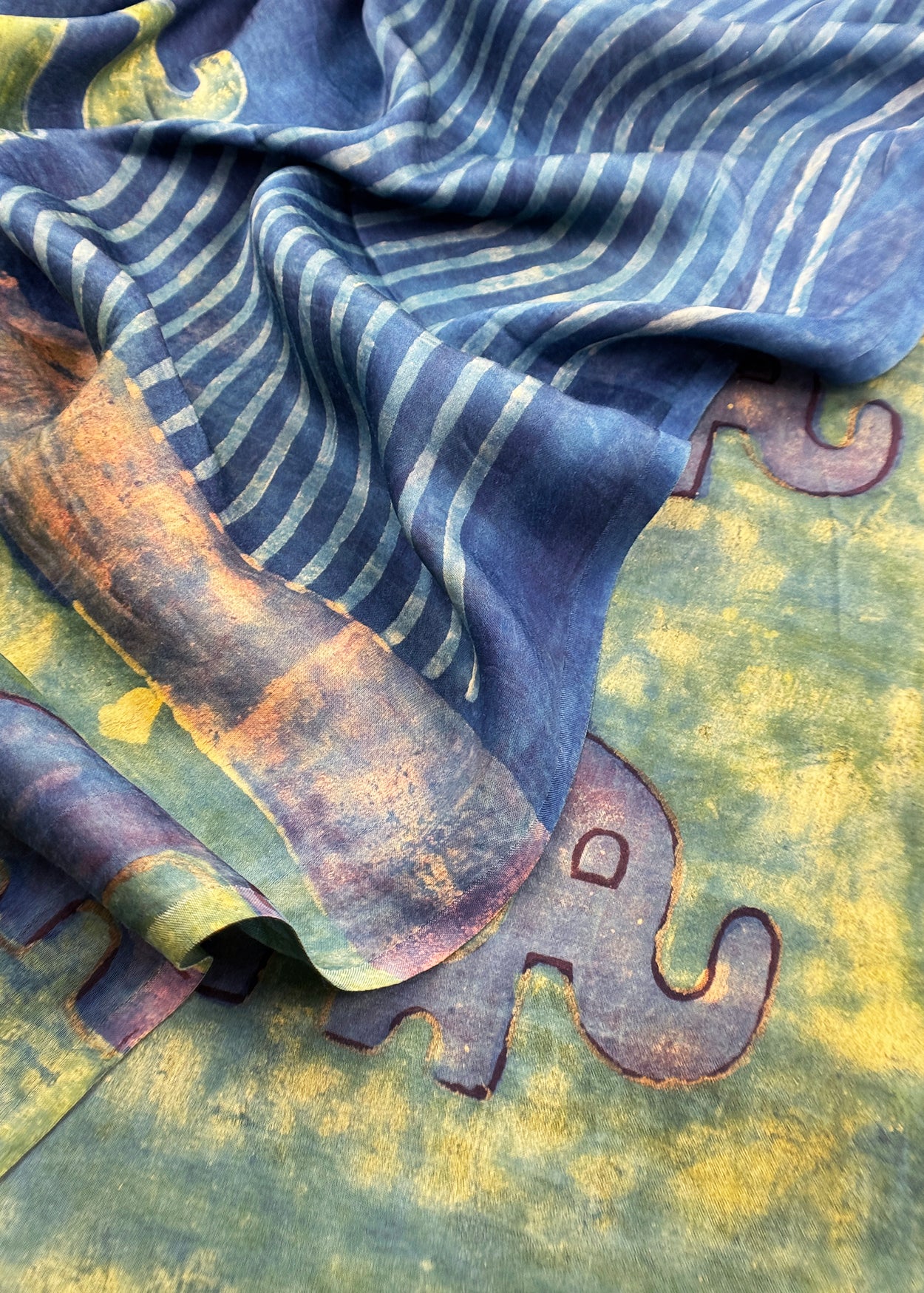 Yellow With Blue Nashpal Ajrakh Suits in Purest Modal by Tussar Fabric
