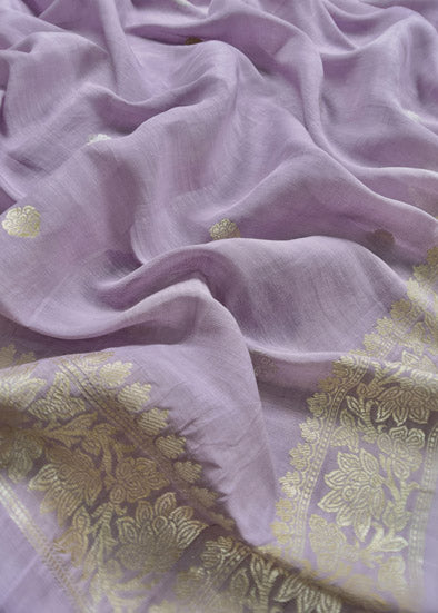 Purple Handloom Linen Silk With Kadwa Weaves
