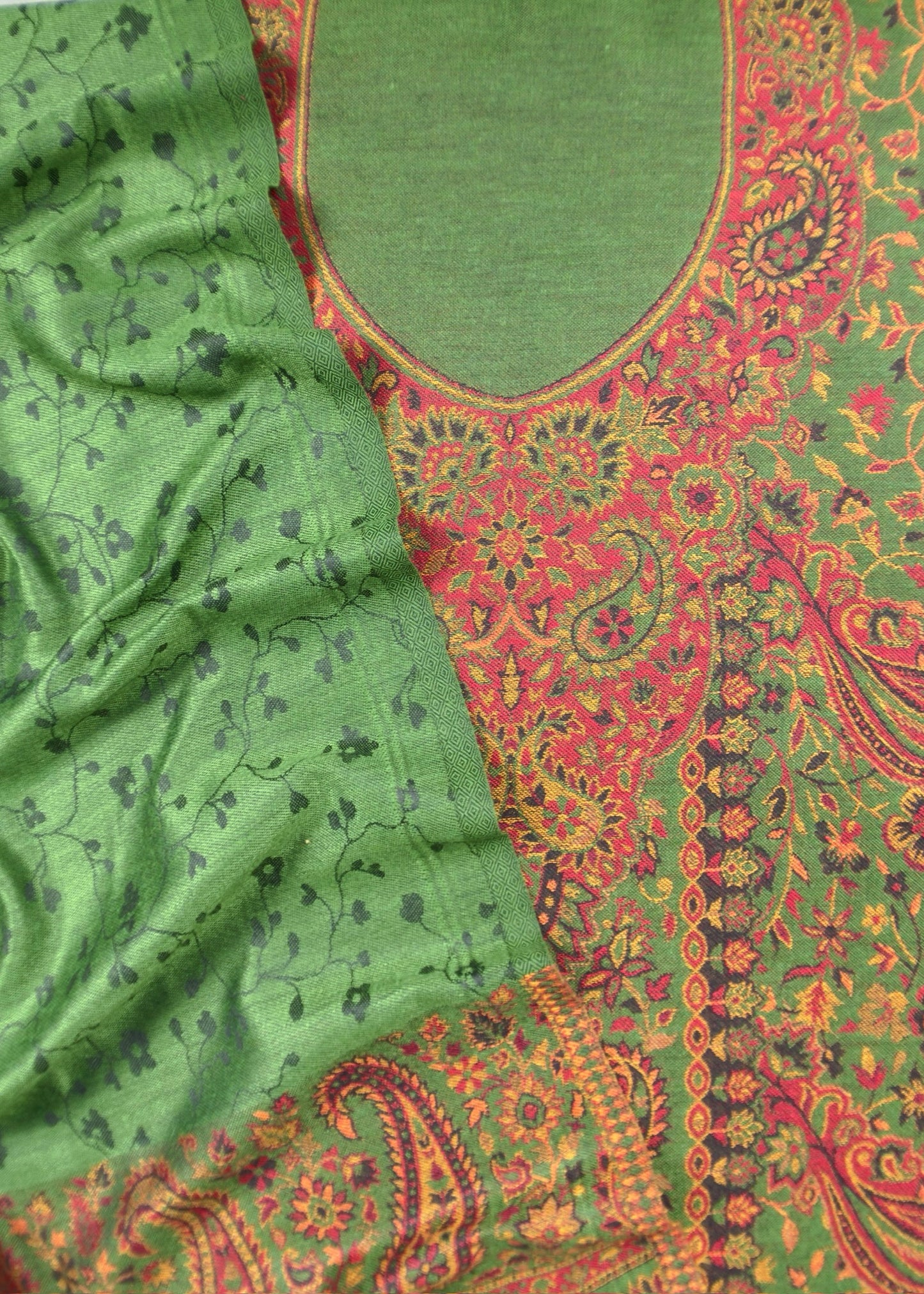 Green Handloom Pashmina Suit With Kani Zari Weaving