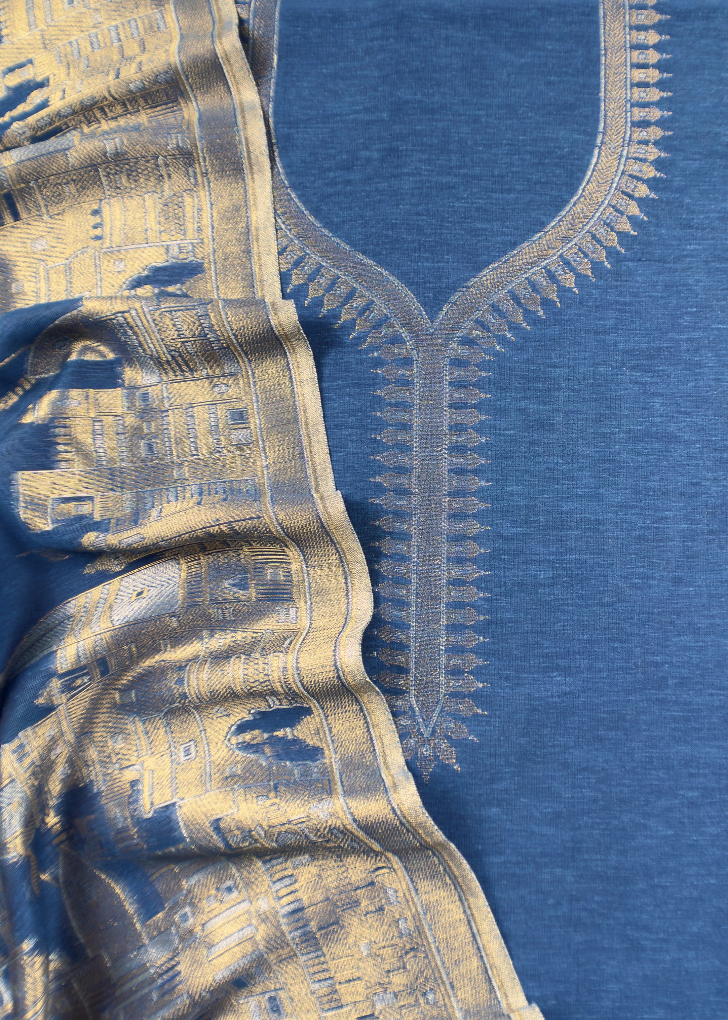 Blue Premium Cotton Silk Suit With Kani Zari Weaving