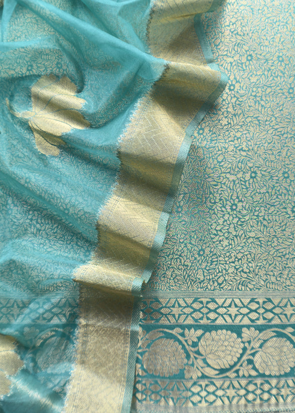 Brocade Kurta With Organza Dupatta