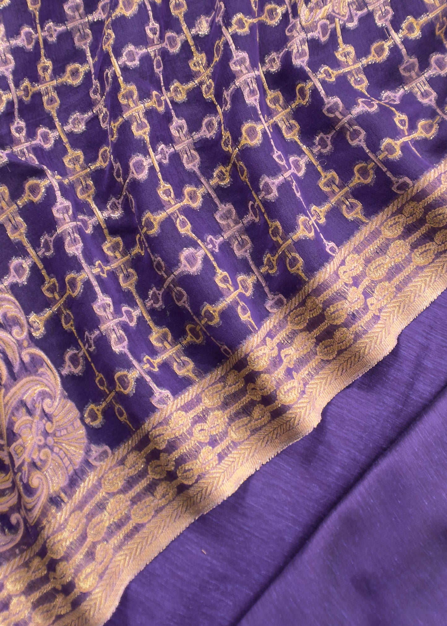 Purple Premium Kani Silk Suit With Kani Zari Weaving