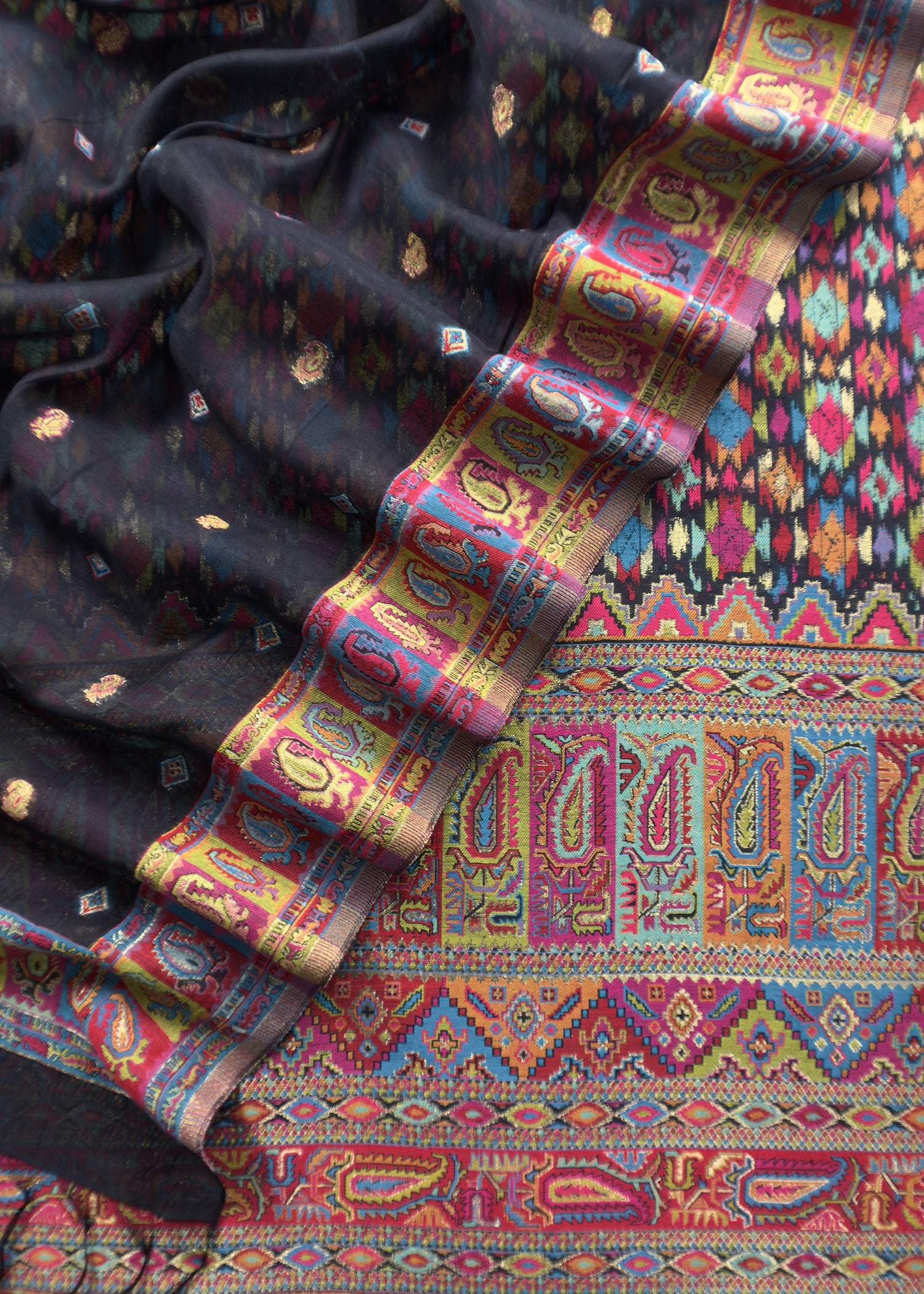 festive handwoven kani silk Suit Unstitched