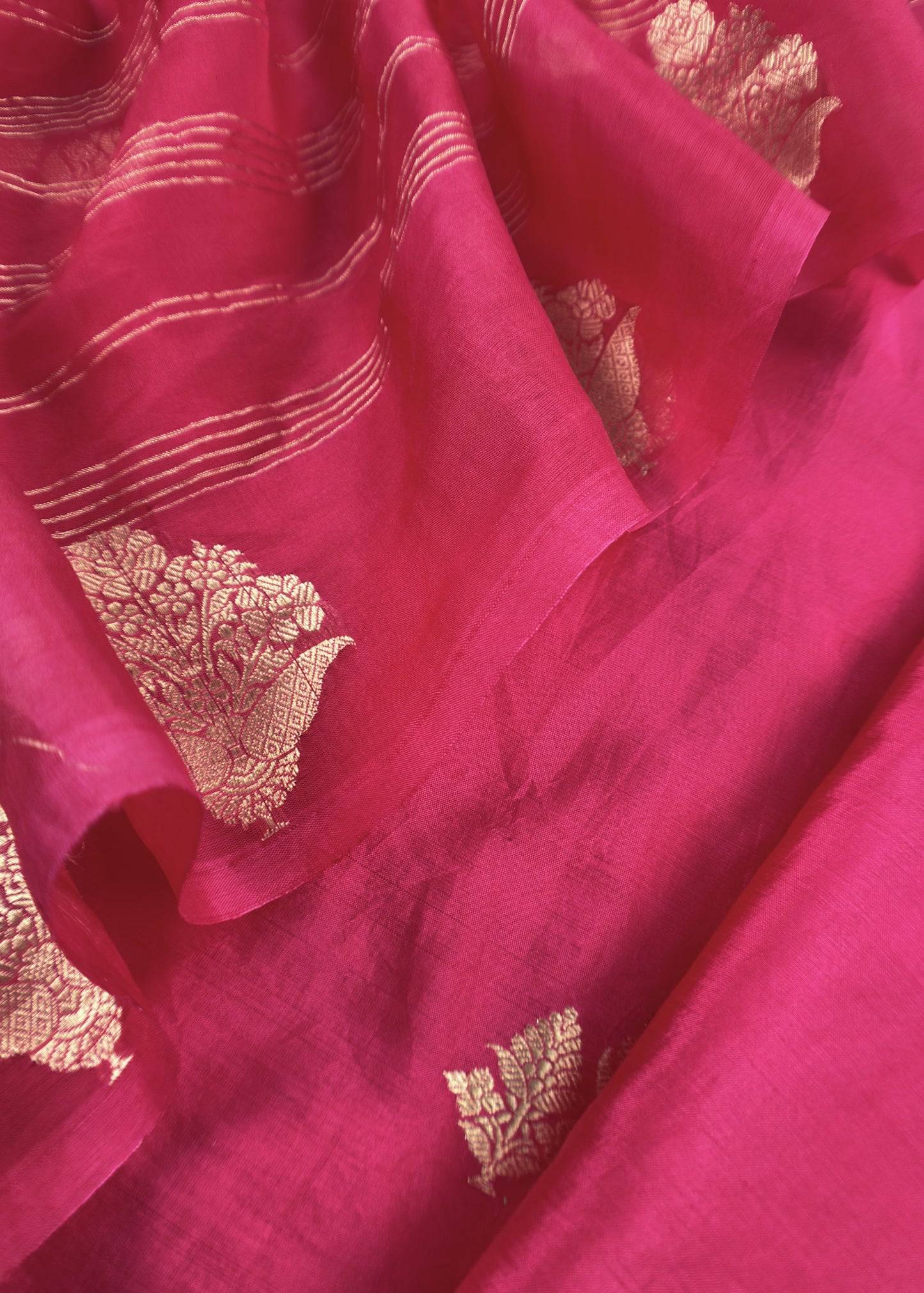 Pink Handloom Kadwa Weaving Silk Suit With Kora Silk Dupatta