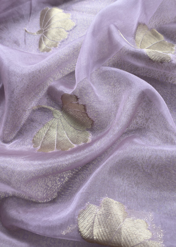 Purple Brocade Kurta With Organza Dupatta