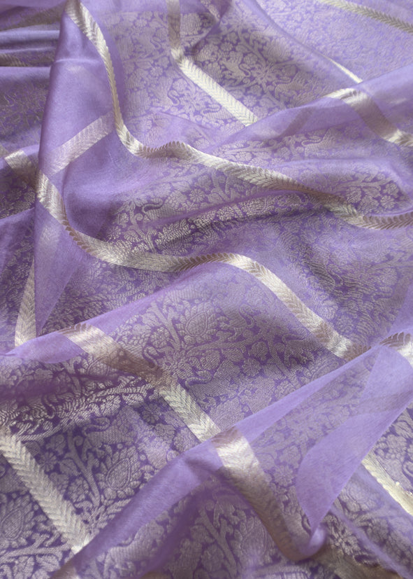 Banarasi Silk Brocade Suit With Organza Dupatta