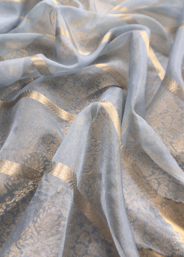 Banarasi Silk Brocade Suit With Organza Dupatta