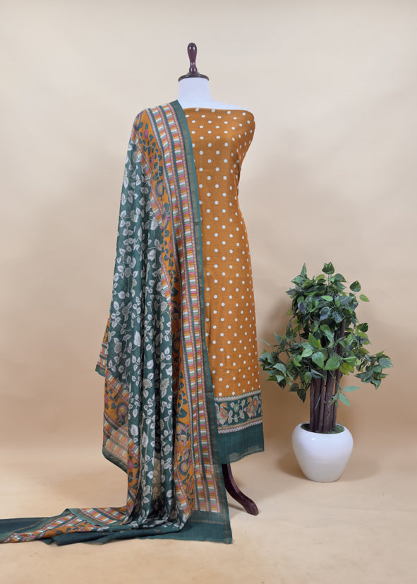 Black And Red Pure Maheshwari Silk Unstitched Suit With Madhubani Dupatta