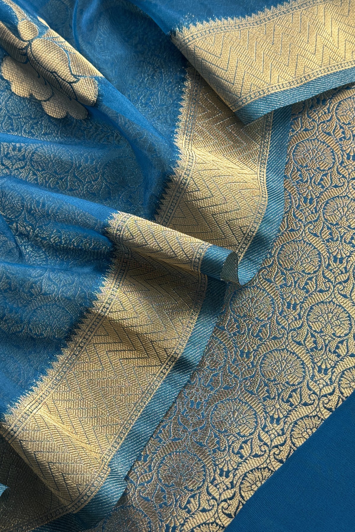 Brocade silk suit set with organza silk dupatta