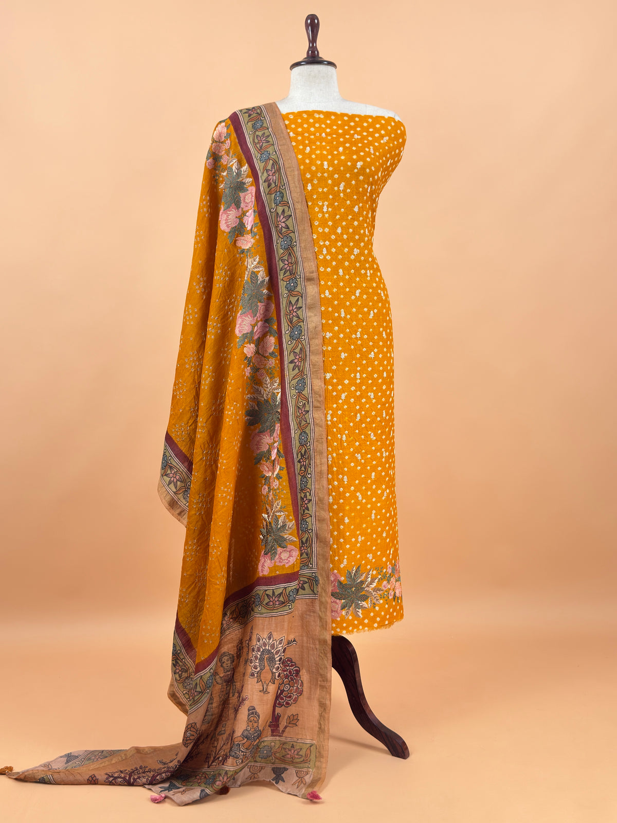 Art tussar unstitched suit with dupatta