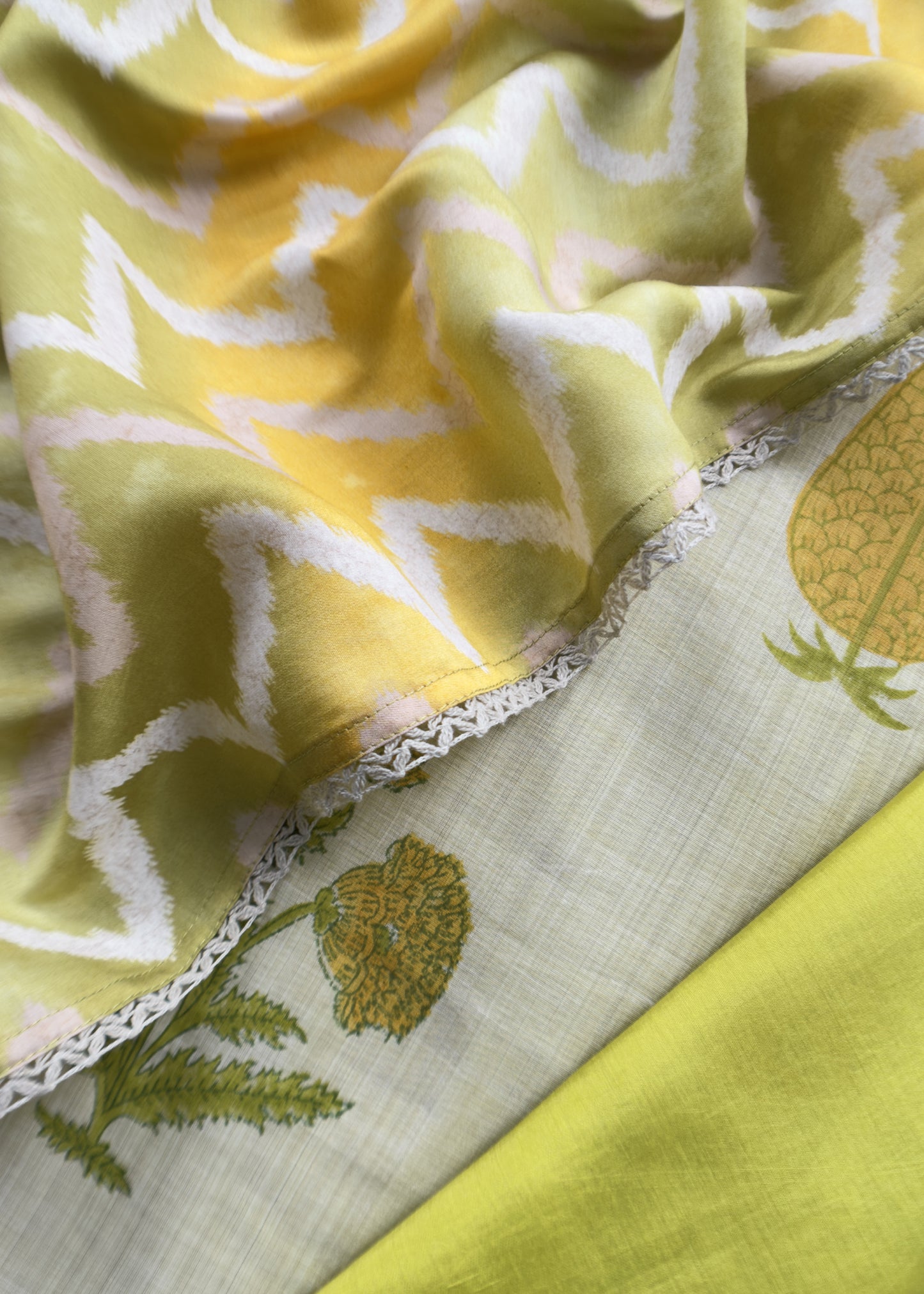 Chanderi silk suit with printed dupatta
