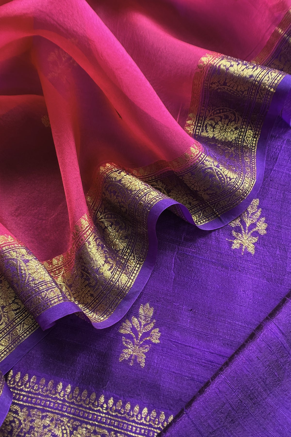 Purple Handloom Raw Silk Kurta And Kora Silk Dupatta With Kadwa Weaving