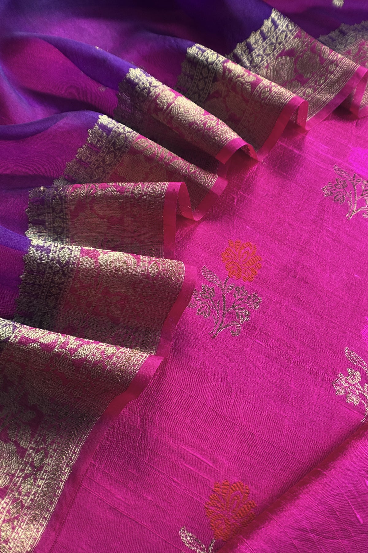 Pink Handloom Raw Silk Suit With Kora Silk Dupatta