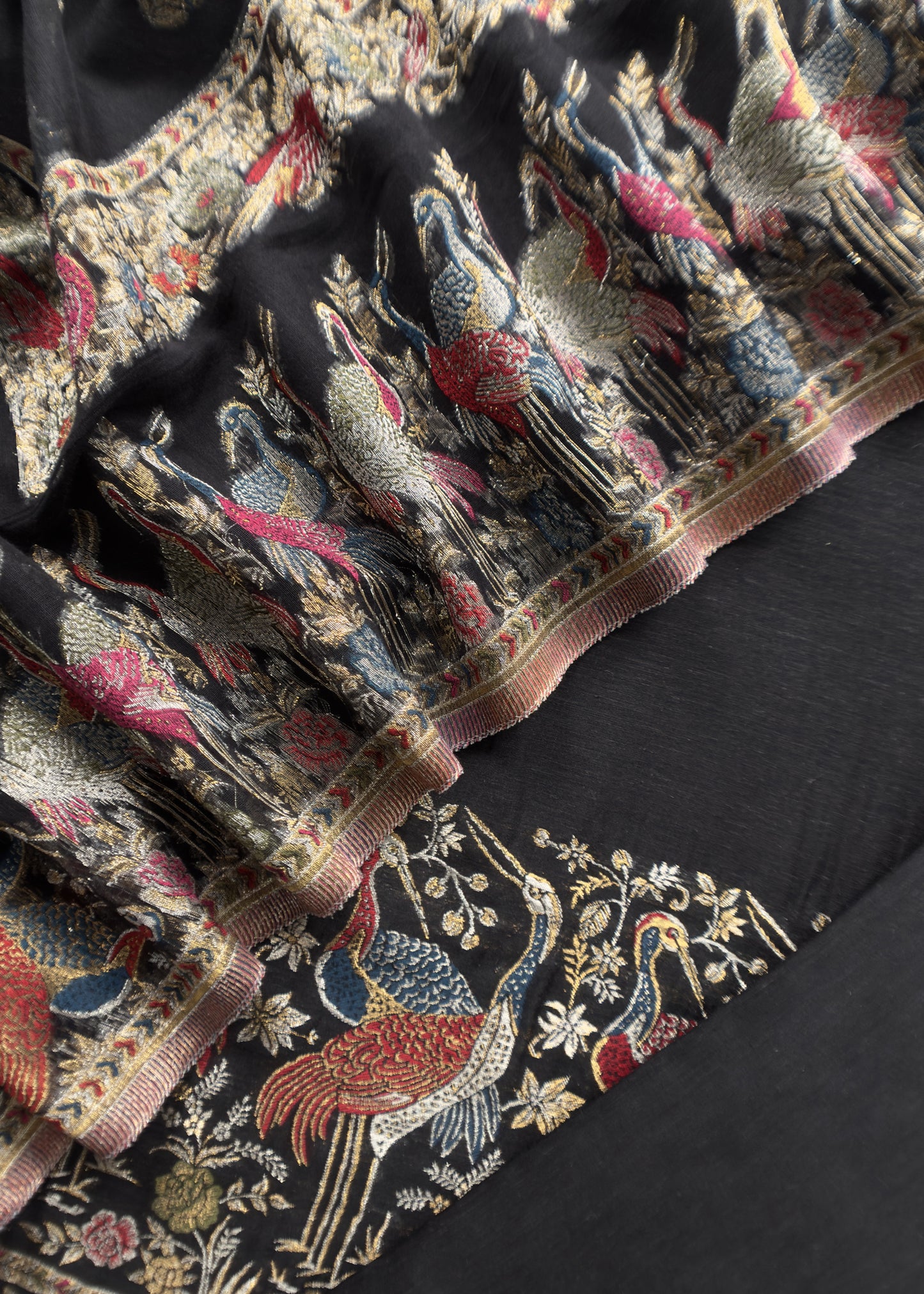 Black Kani Jamawar Silk Suit With Dupatta