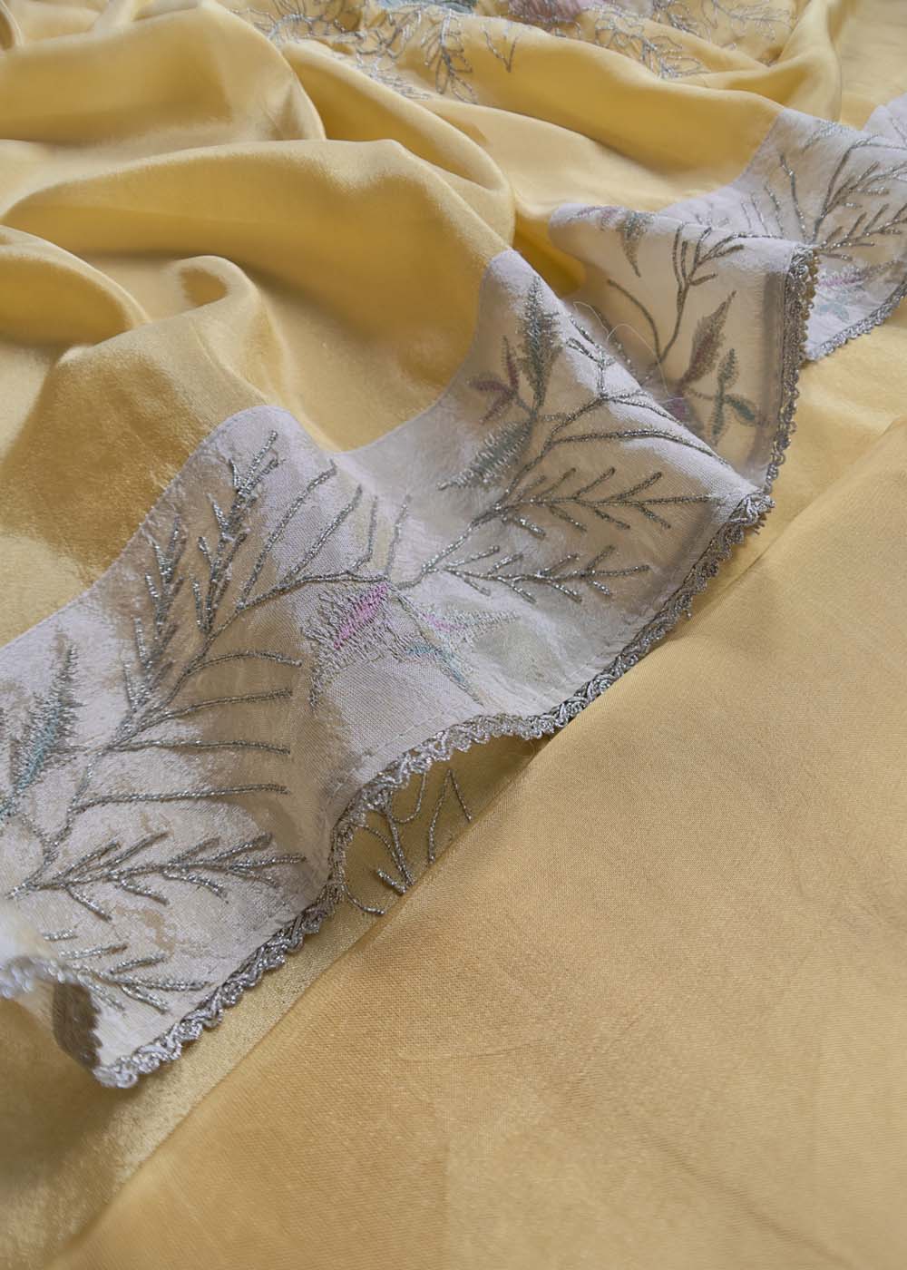 Yellow Soft Tissue Organza Suit With Gotapati Work