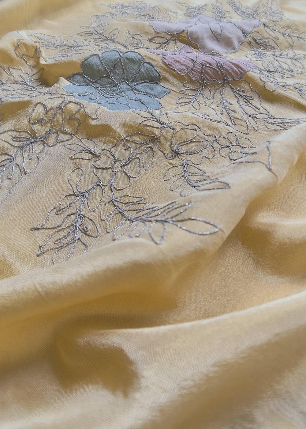 Yellow Soft Tissue Organza Suit With Gotapati Work