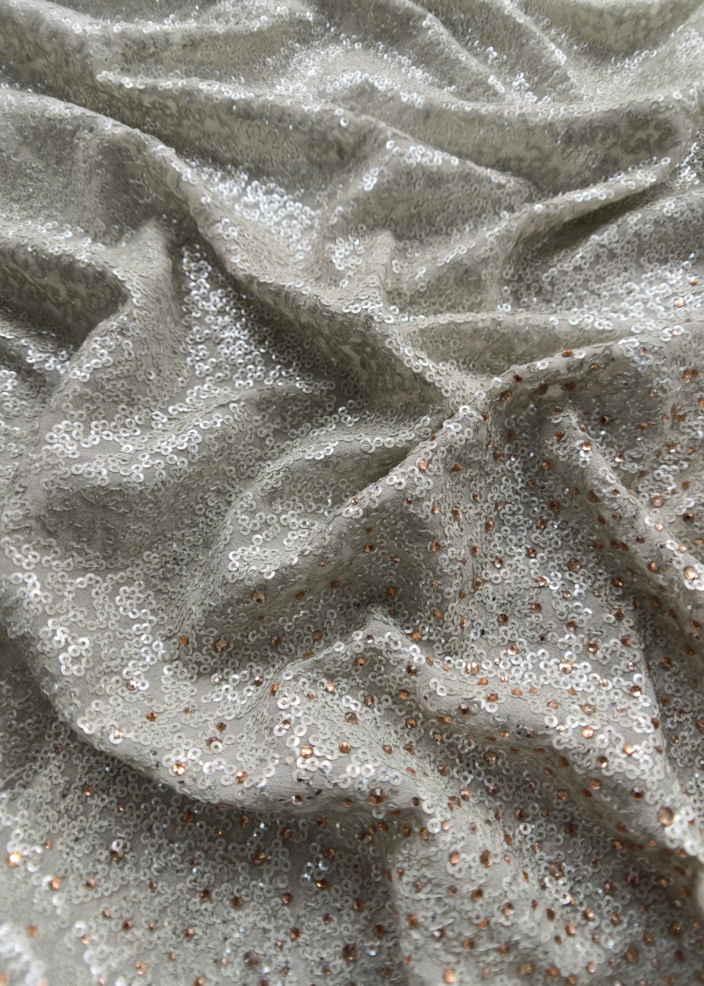 Pista Grey Celebrity Style Luxe Sequin And Swarovski Suit In Pure Georgette Fabric