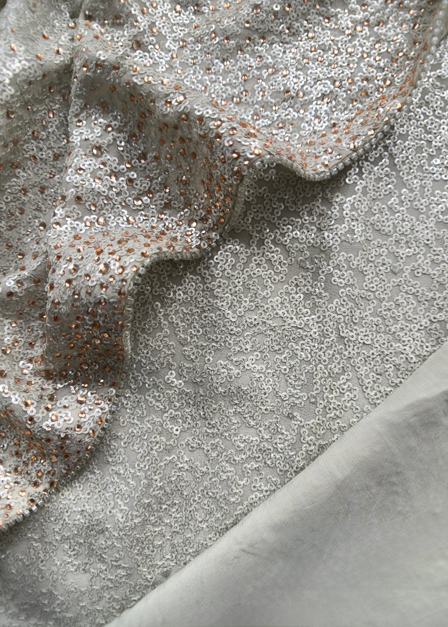 Pista Grey Celebrity Style Luxe Sequin And Swarovski Suit In Pure Georgette Fabric