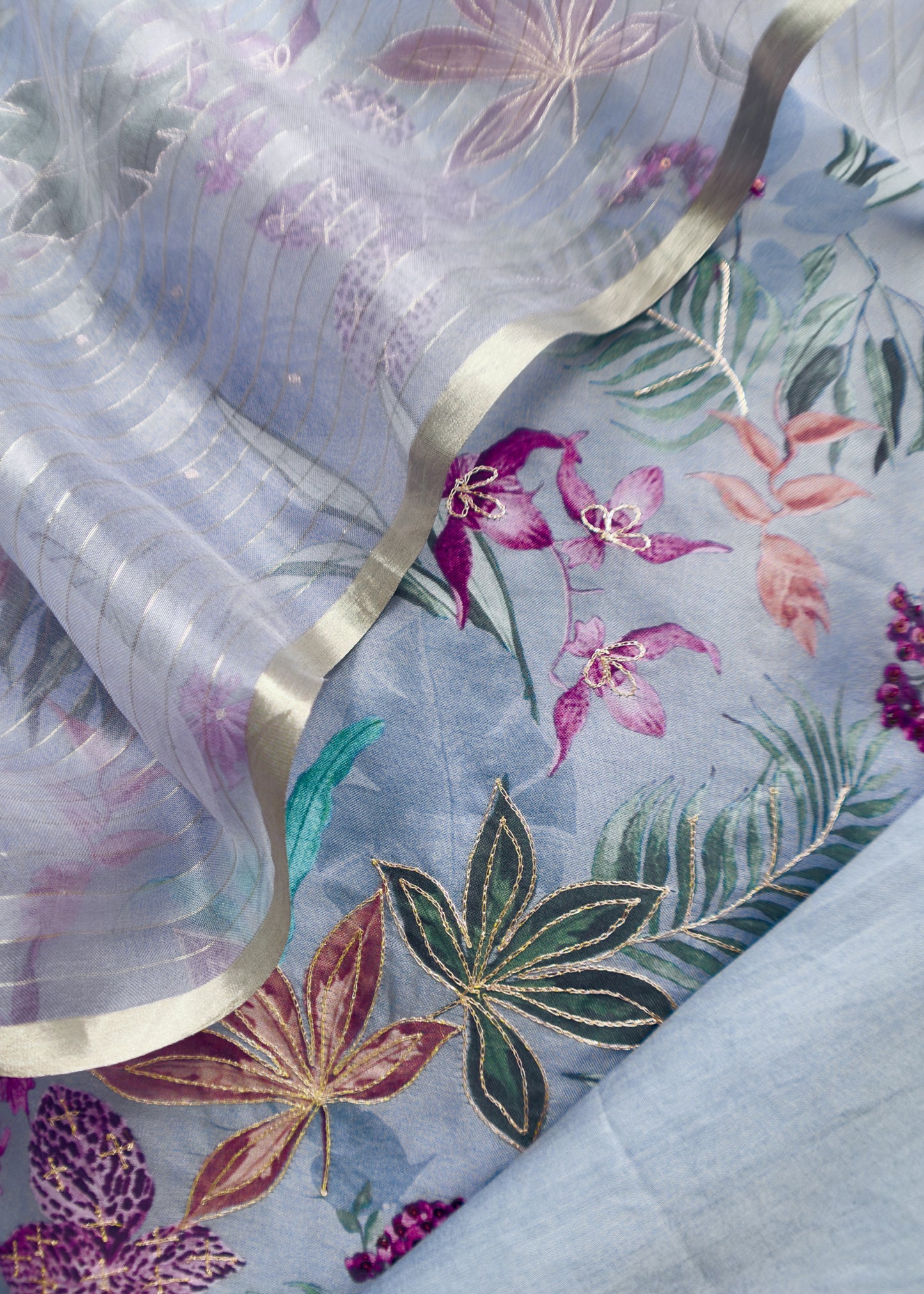 Organza unstitched suit with dupatta