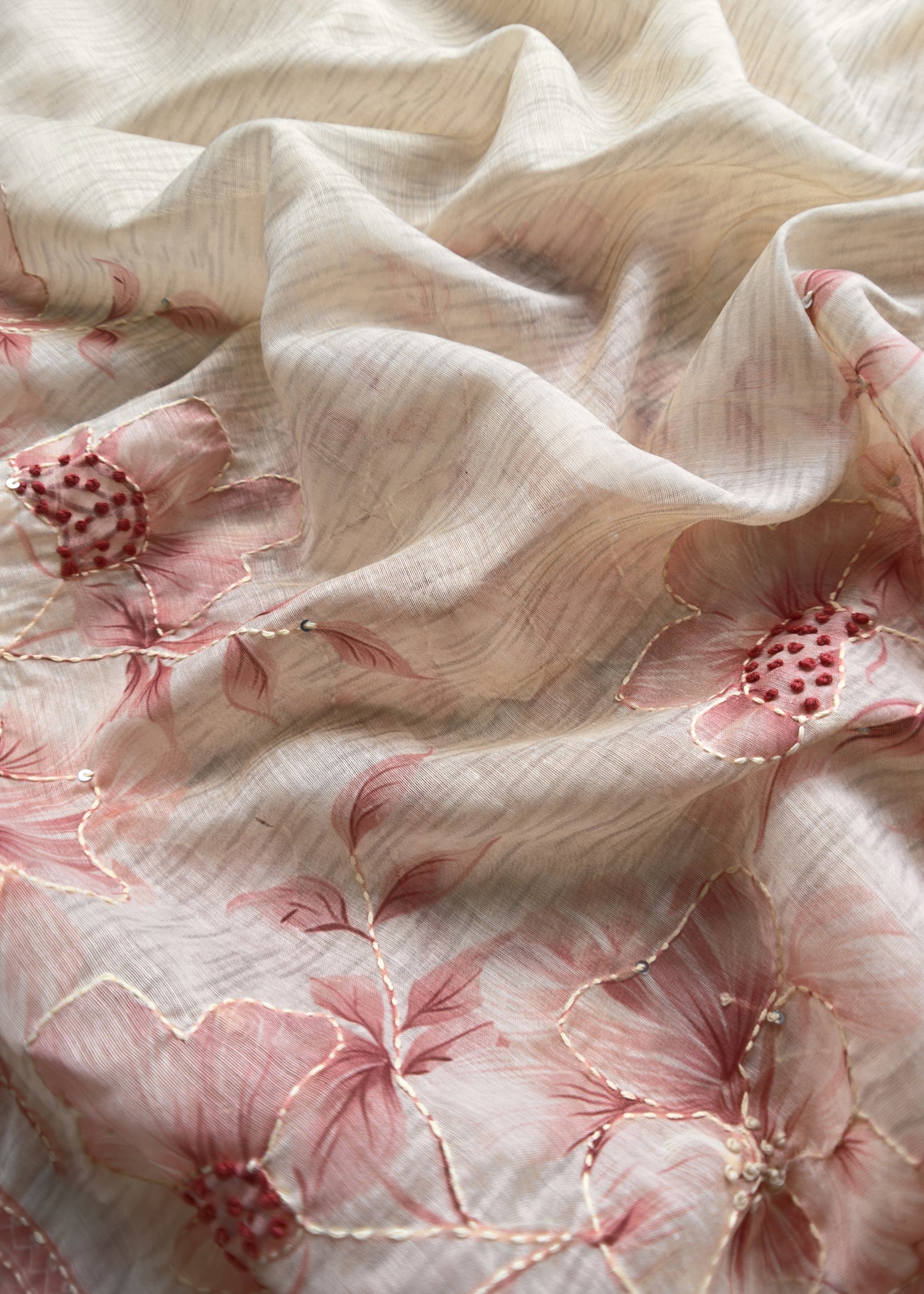linen chanderi suit with jamdani weaving