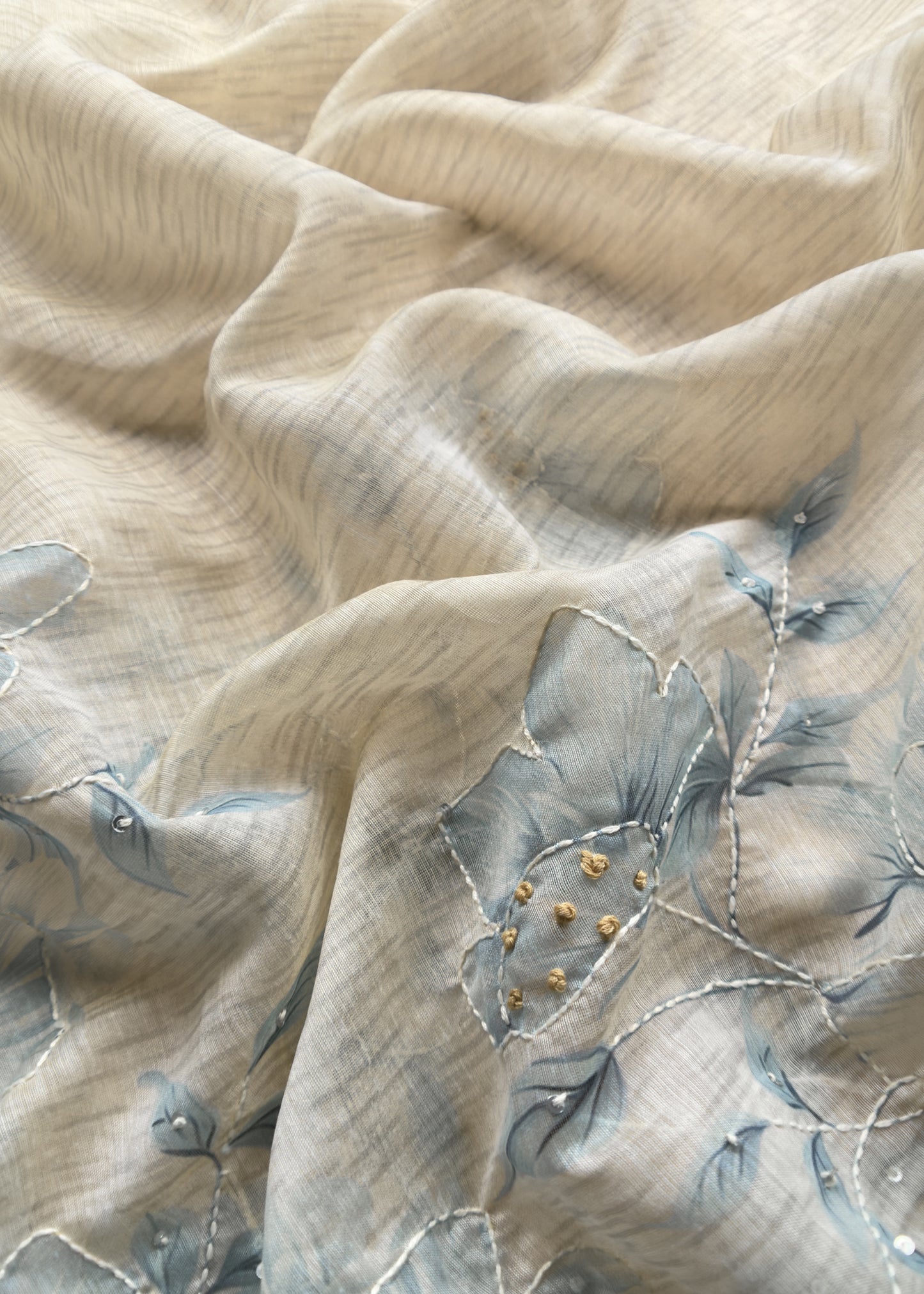 linen chanderi suit with jamdani weaving
