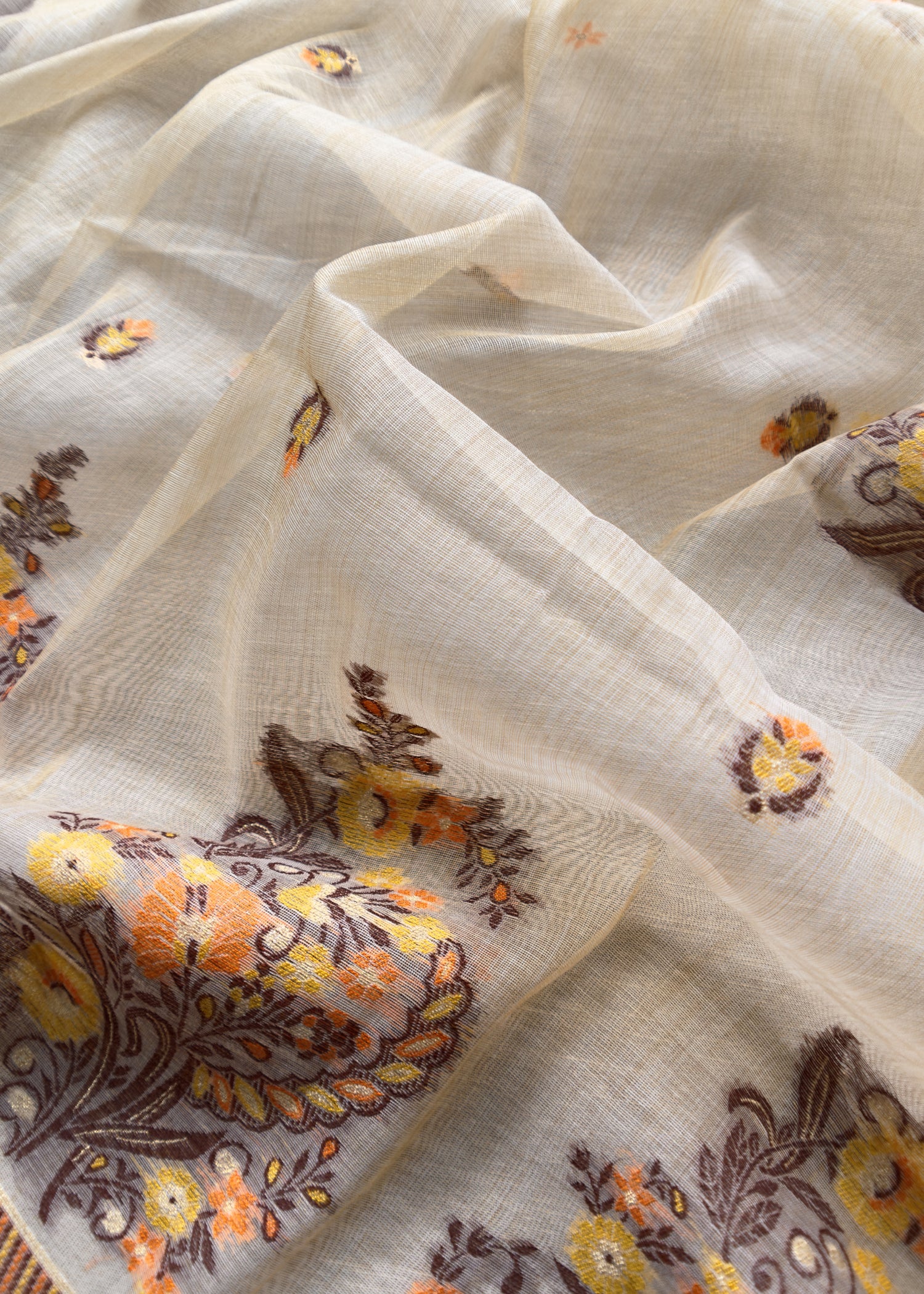 linen chanderi suit with jamdani weaving