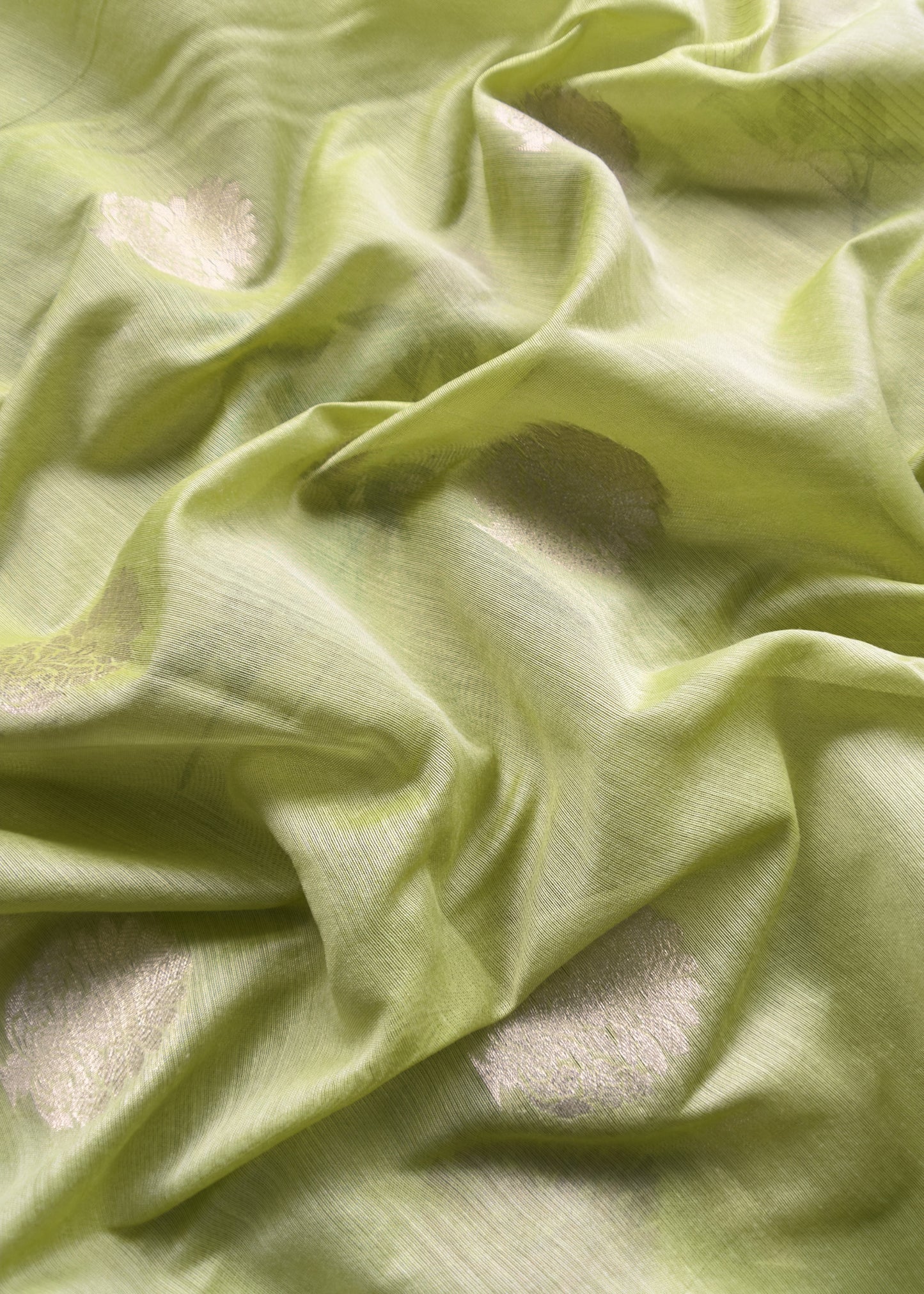 Green Summer floral Unstitched Suit in Chanderi Blend fabric