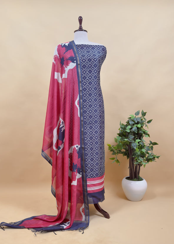 Green Bandhani Maheshwari Silk Suit With Dupatta