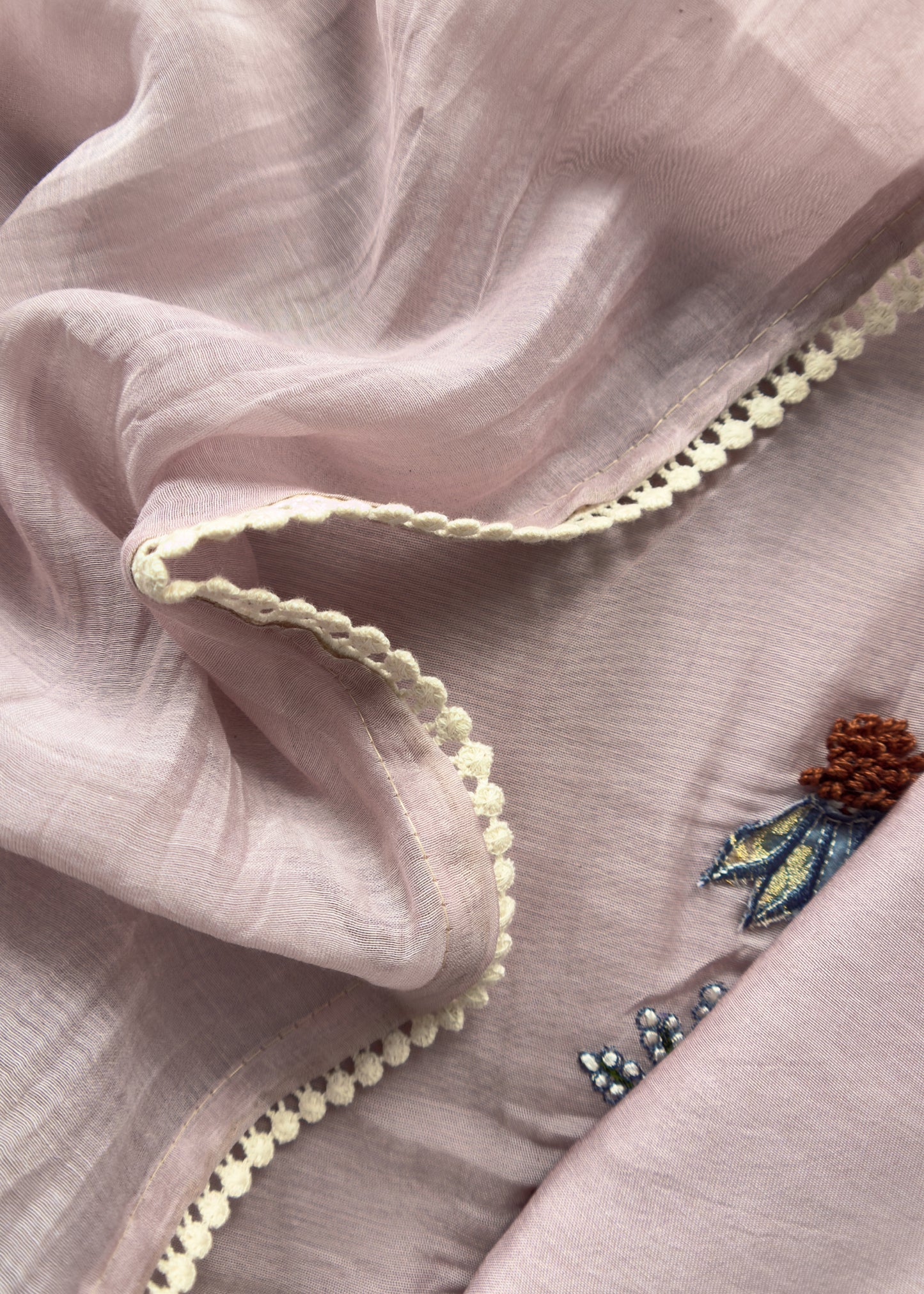 Light Pink Mul Summer Suit With Appliqué Work