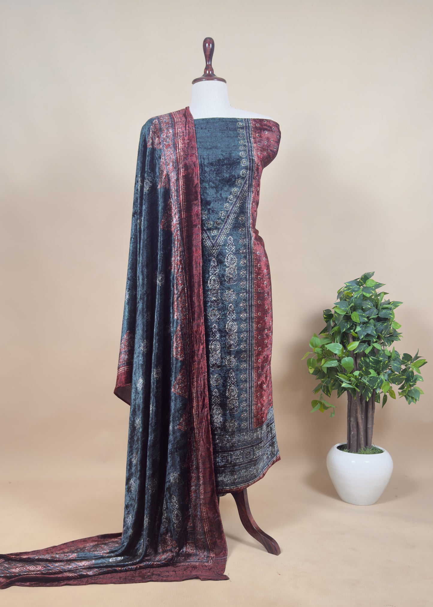 Buy Ajrakh Chanderi Suits Fabric Online