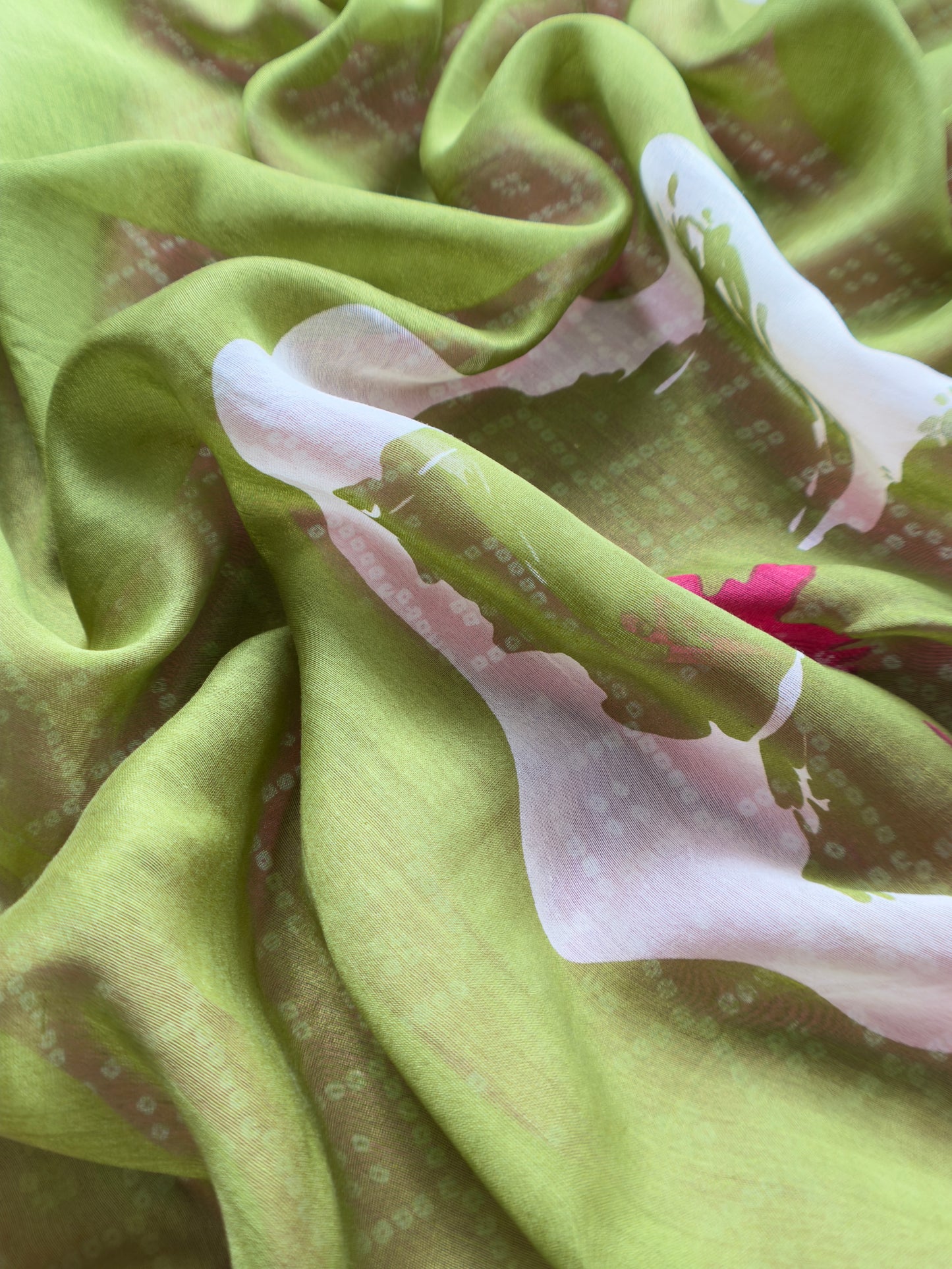 Pink Bandhani Maheshwari Silk Suit With Dupatta