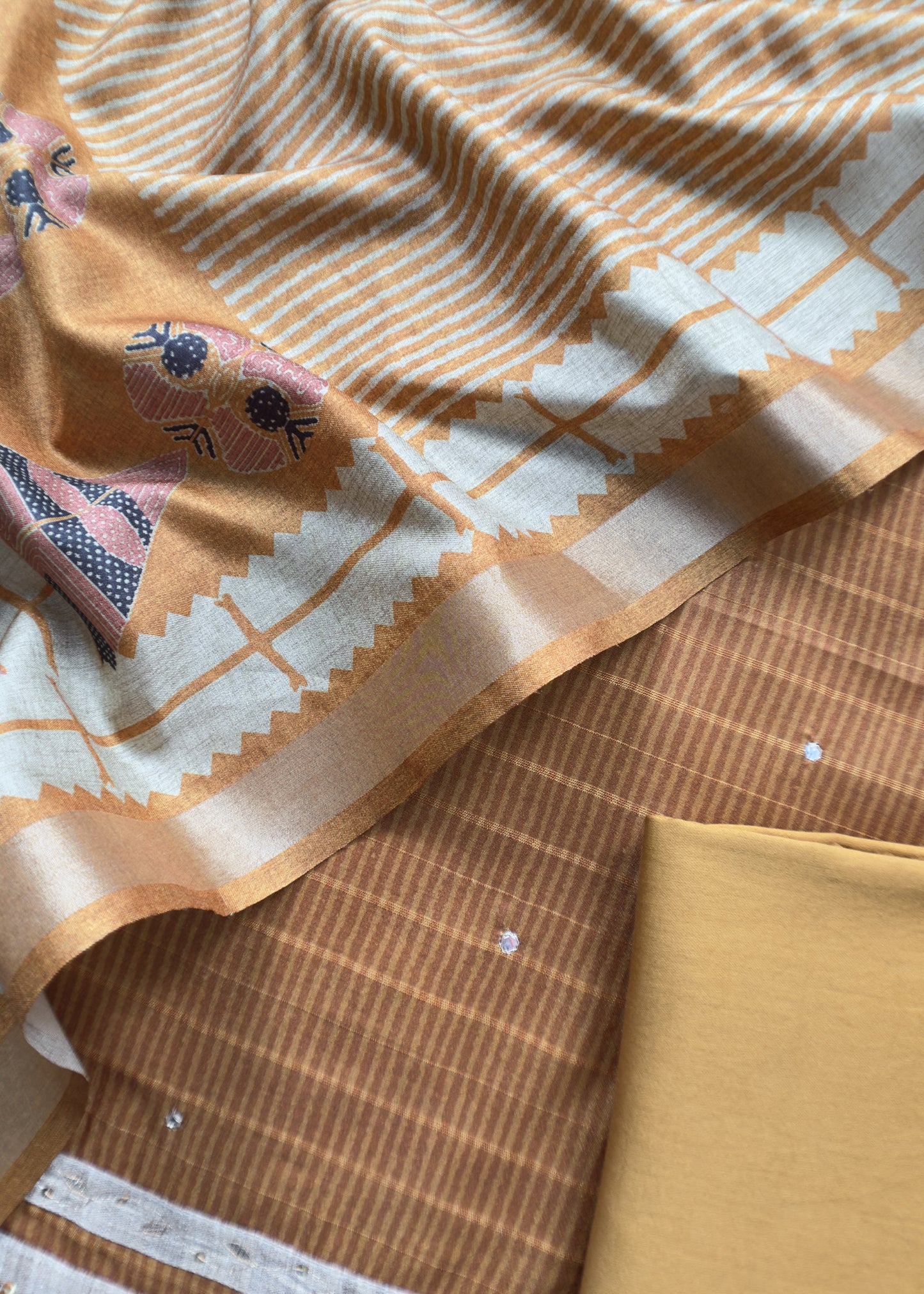 buy unstitched tussar suit set