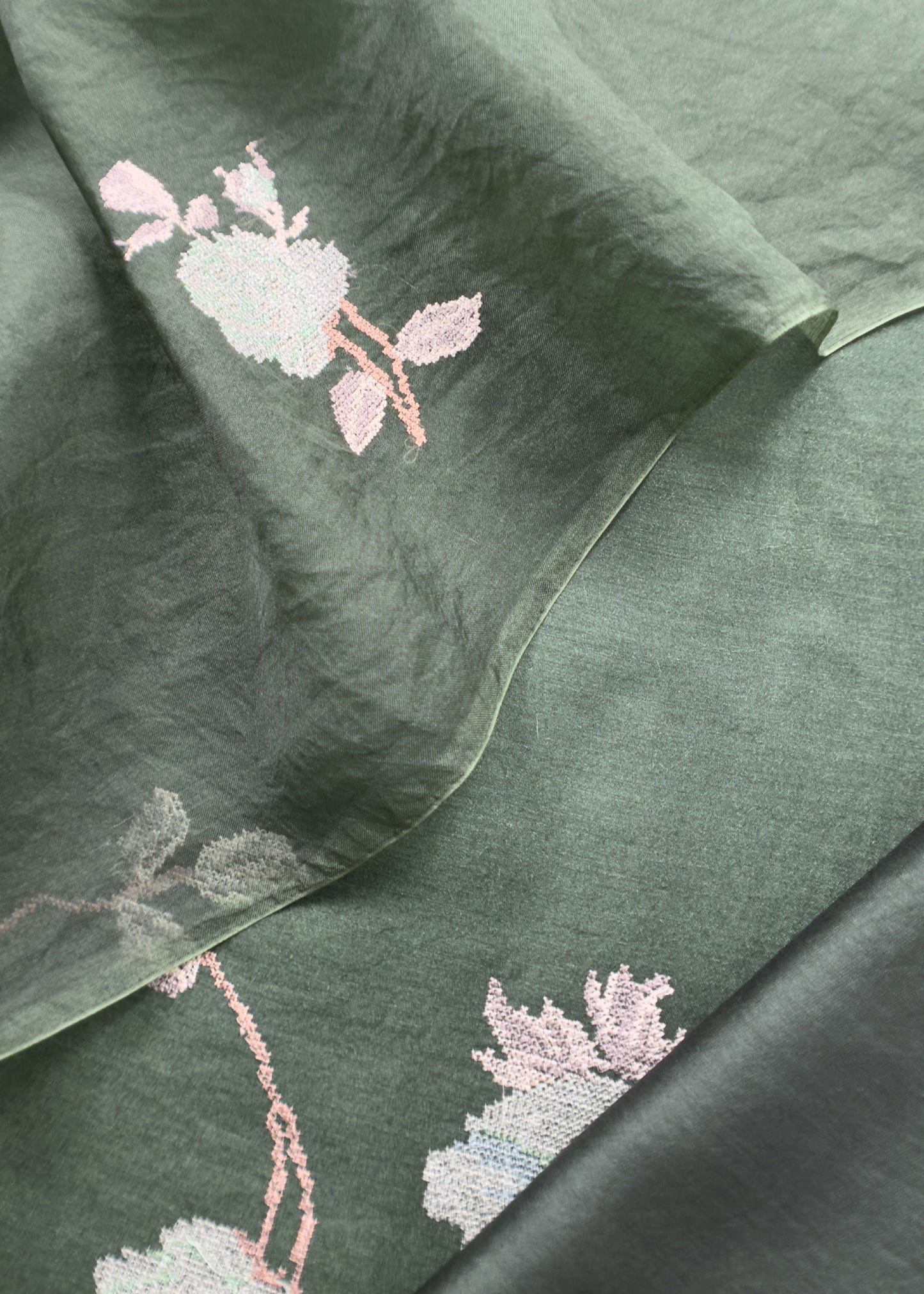 Green Tussar Silk Suit Unstitched With Dupatta
