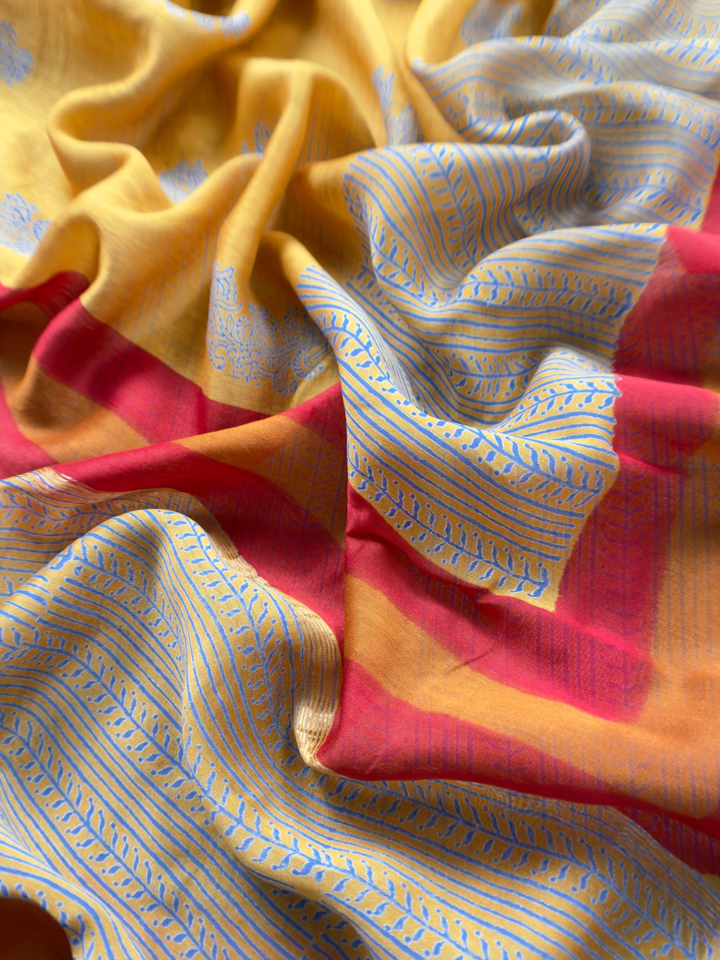 Pure Maheshwari Silk Suit With Block Print Dupatta