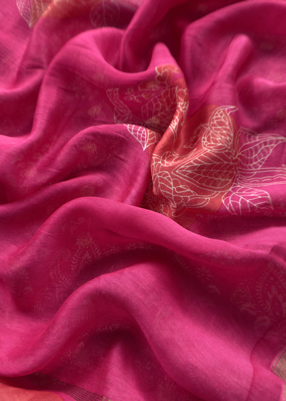 Pink Pure Maheshwari Silk Suit With Banarasi Bootis
