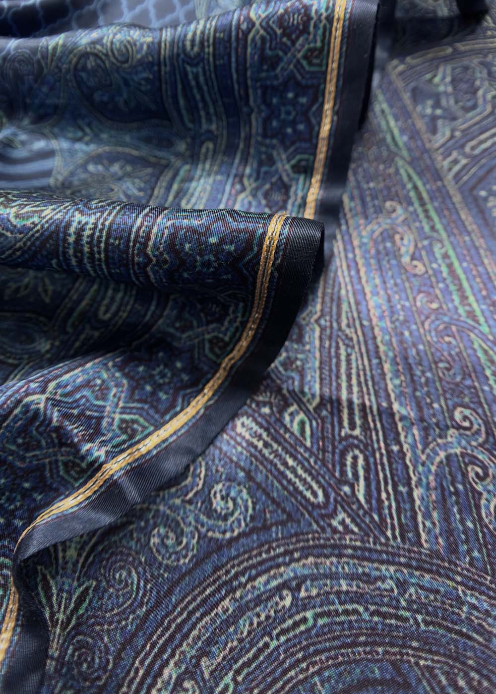 Blue Gajji Silk Suit Contrast Bandhani Dupatta