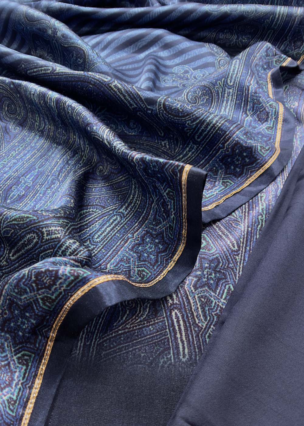 Blue Gajji Silk Suit Contrast Bandhani Dupatta