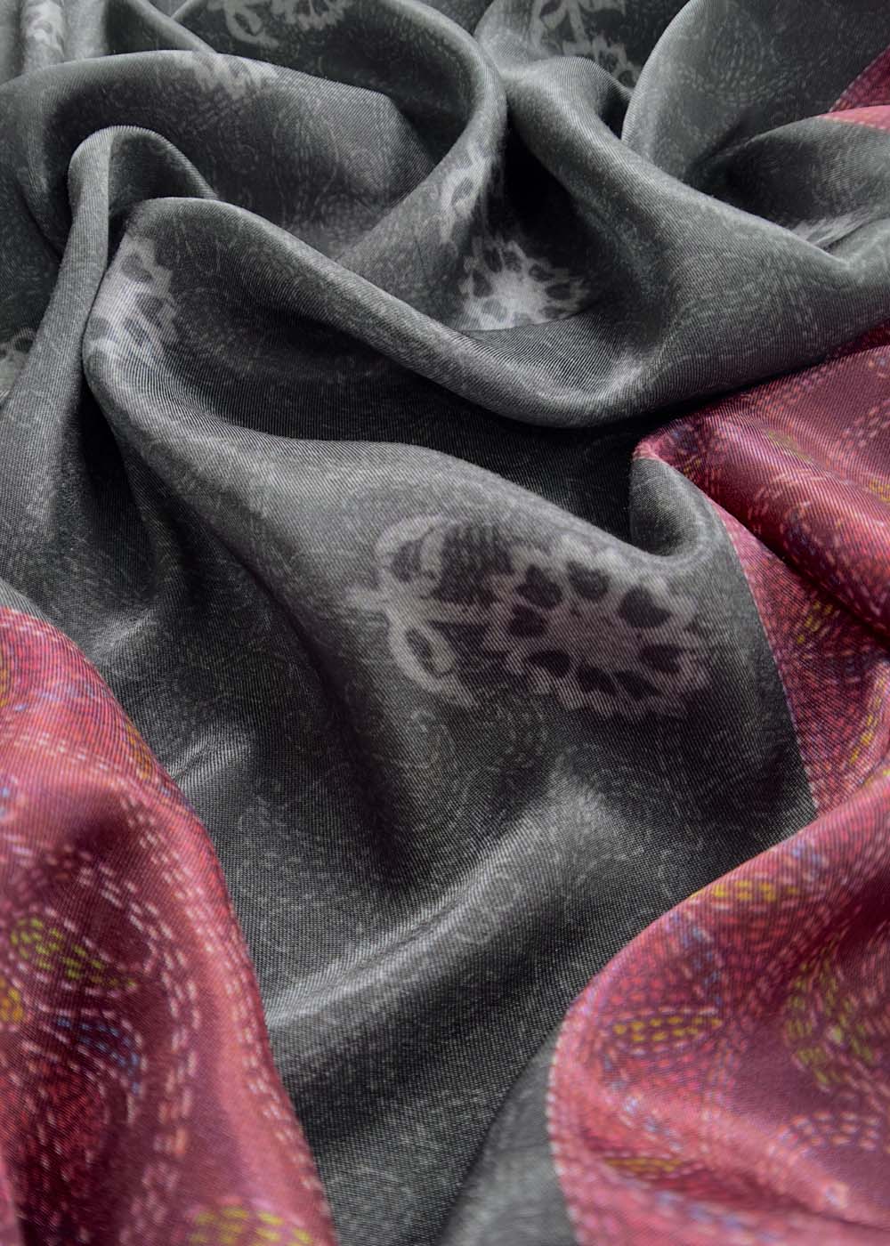 Wine Gajji Silk Suit With Contrast Bandhani Dupatta