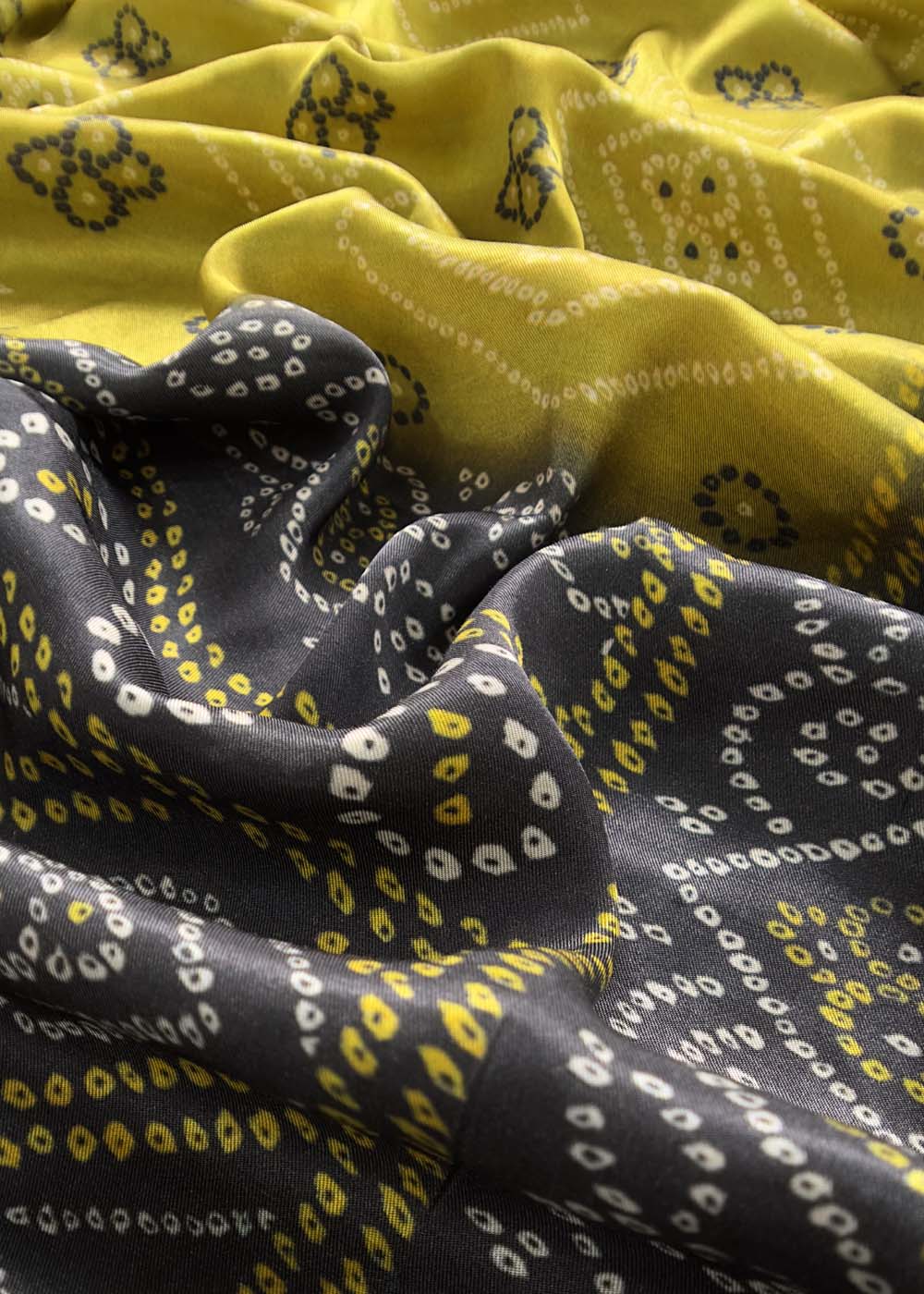 Black Gajji Silk Suit With Contrast Bandhani Dupatta