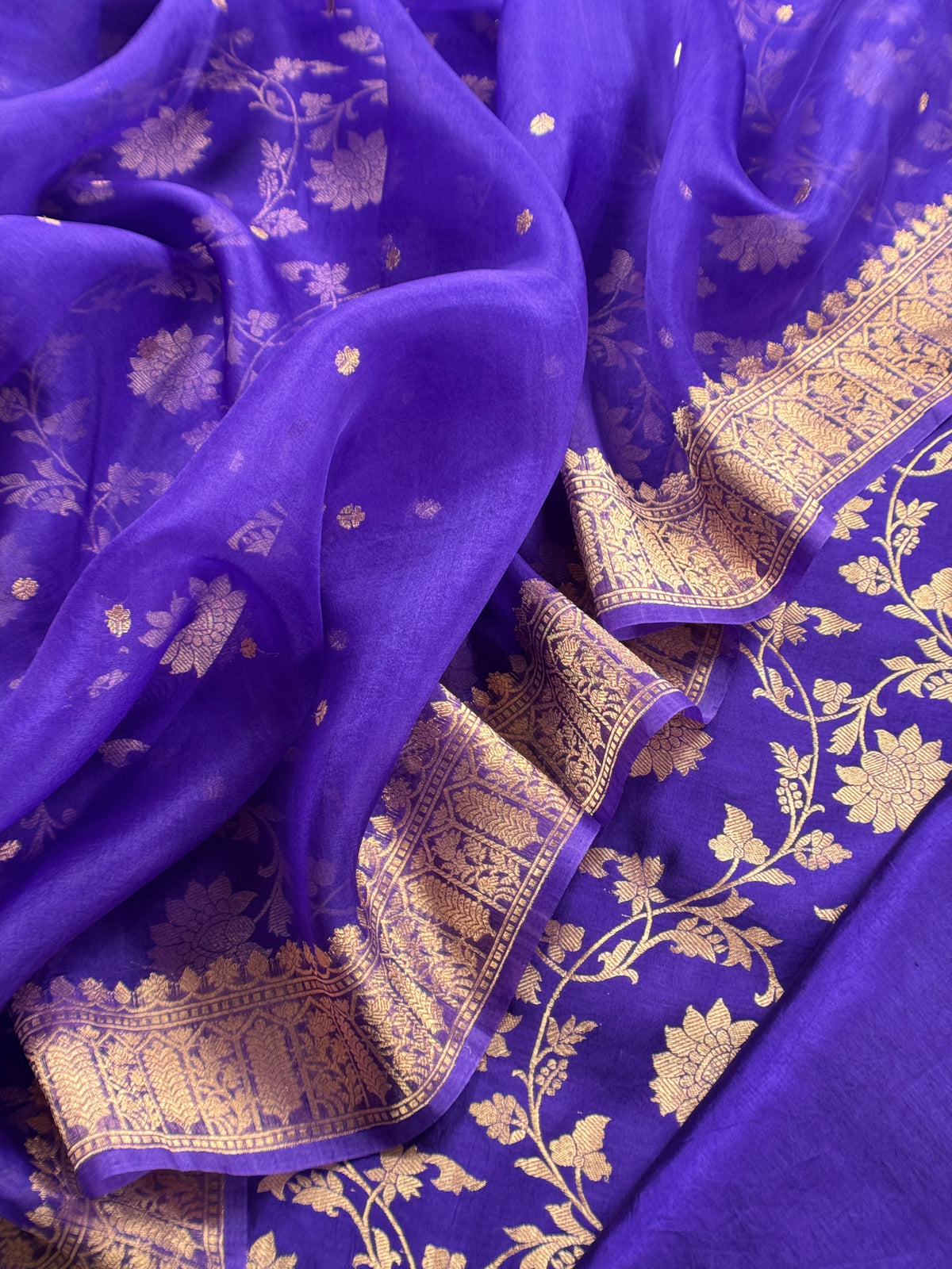 Purple Varanasi Pure Silk Suit With Sonarupa Weaving With Kora Silk Dupatta