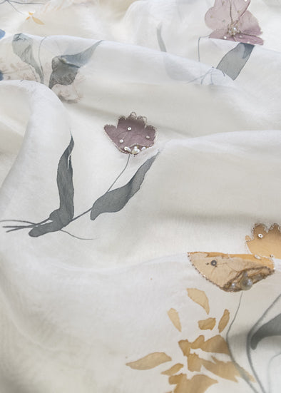 off white handpainted organza suit