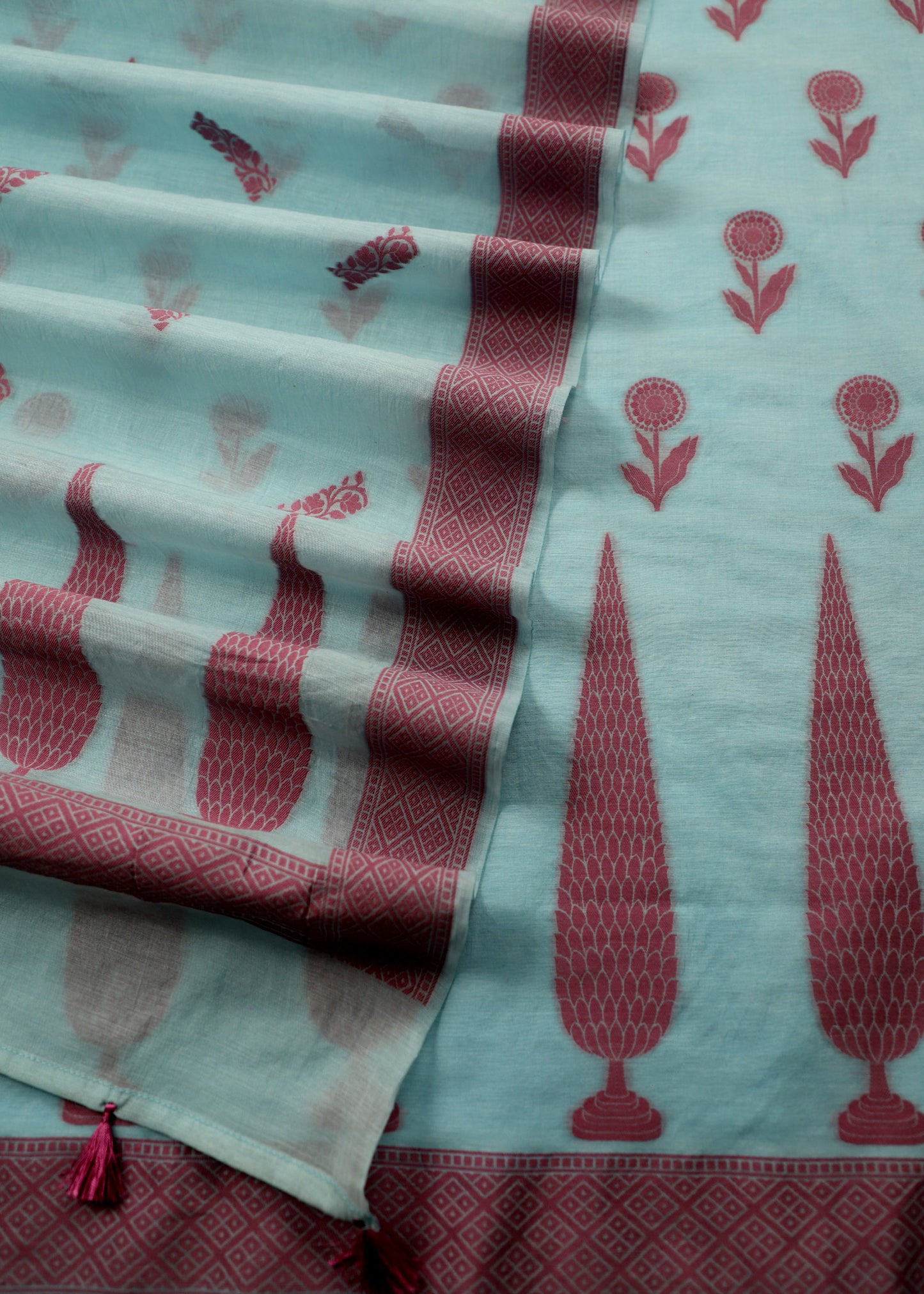Banarasi Handloom Cotton Unstitched Suit With Contrast Cutwork Weaving