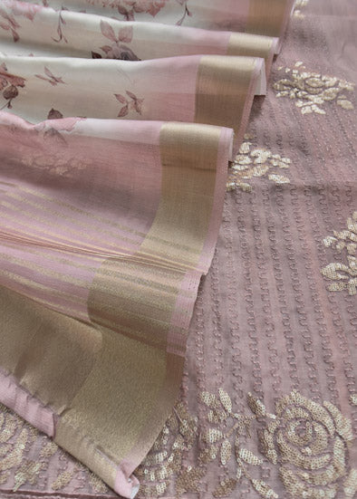 Brown Chanderi Suit With Digital Print Dupatta