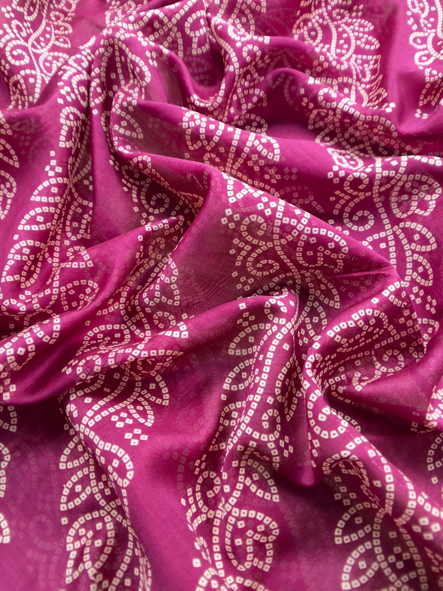 Wine And Gray Bandhani Suit In Maheshwari Silk
