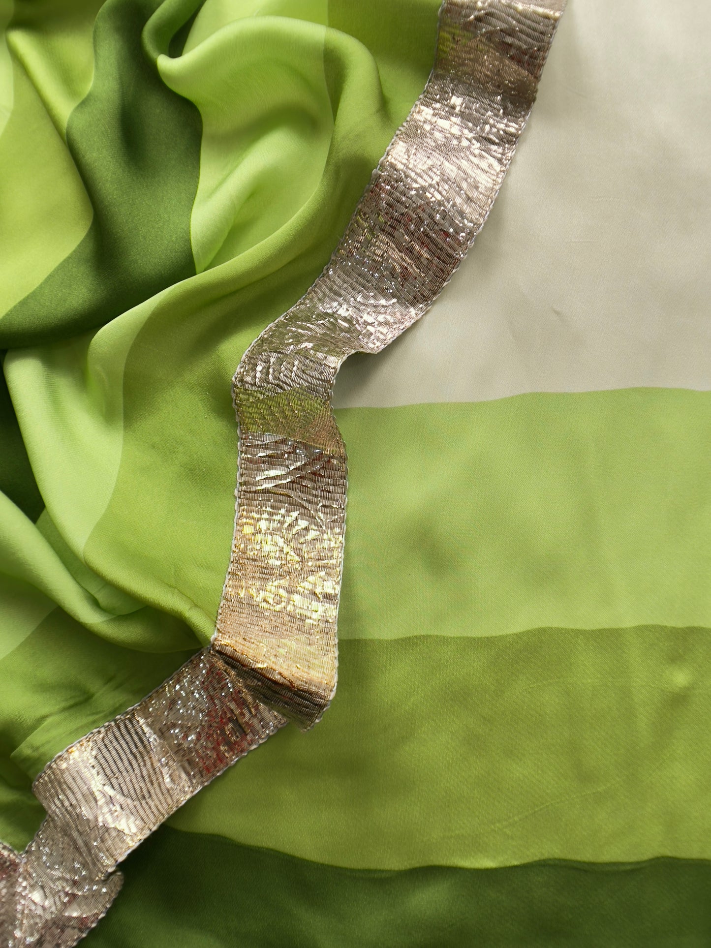 Rohit Bal Abstract Digital Print Pure Satin Silk Dupatta-Suit With Laces
