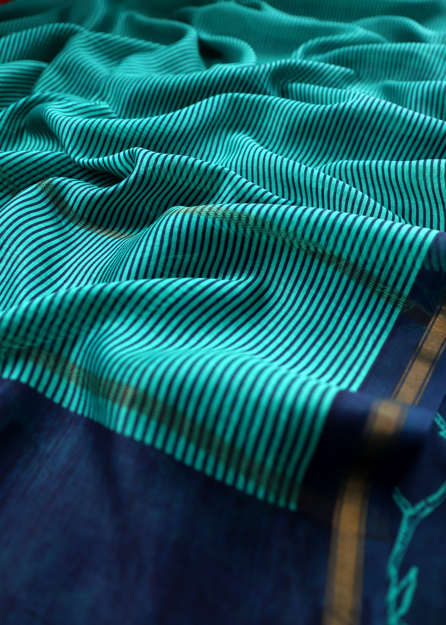 Block Print Maheswari Silk Suit With Blue Dupatta